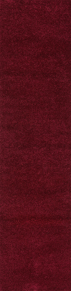 Haze Solid Low-Pile Runner Rug, Dark Red, 2 X 8