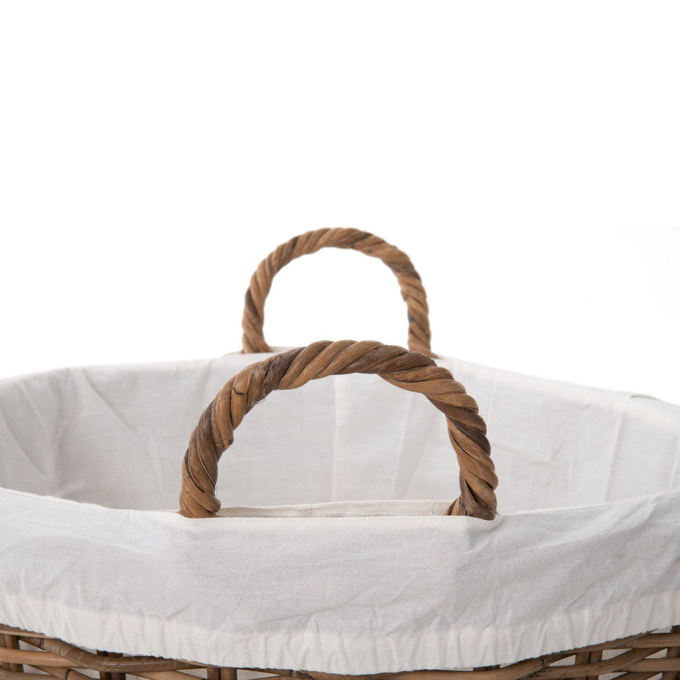 Round Rattan Storage and Laundry Basket WithLiner