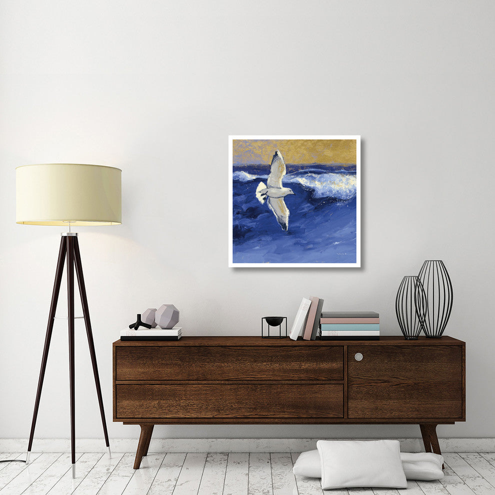 "Seagulls with Gold Sky II" Digital Paper Print by Shirley Novak, 32"x32"