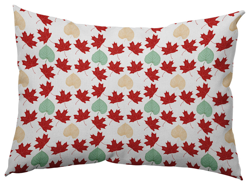 Lots of Leaves Accent Pillow, Dark Red, 14"x20"