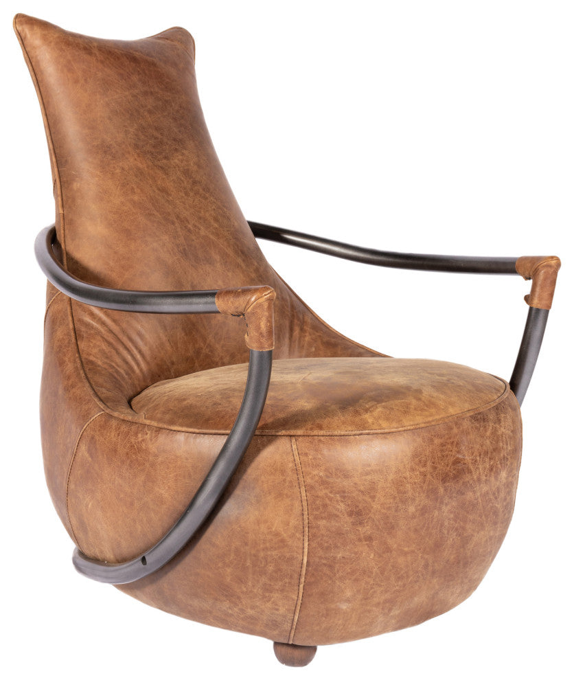 First of A Kind Carlisle Club Chair Grazed Brown Leather