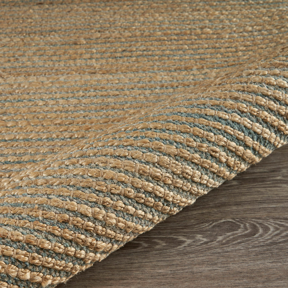 Classic Blue Undertoned Organic Jute Area Rug, 9'x12'