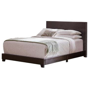 Leatherette Upholstered Bed, Queen Size, Brown