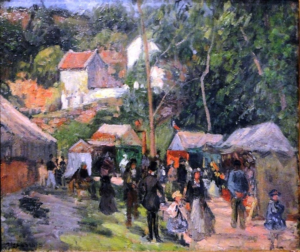 Camille Pissarro A Festival at the Hermitage, Gallery Wrapped Canvas, 20"x25"