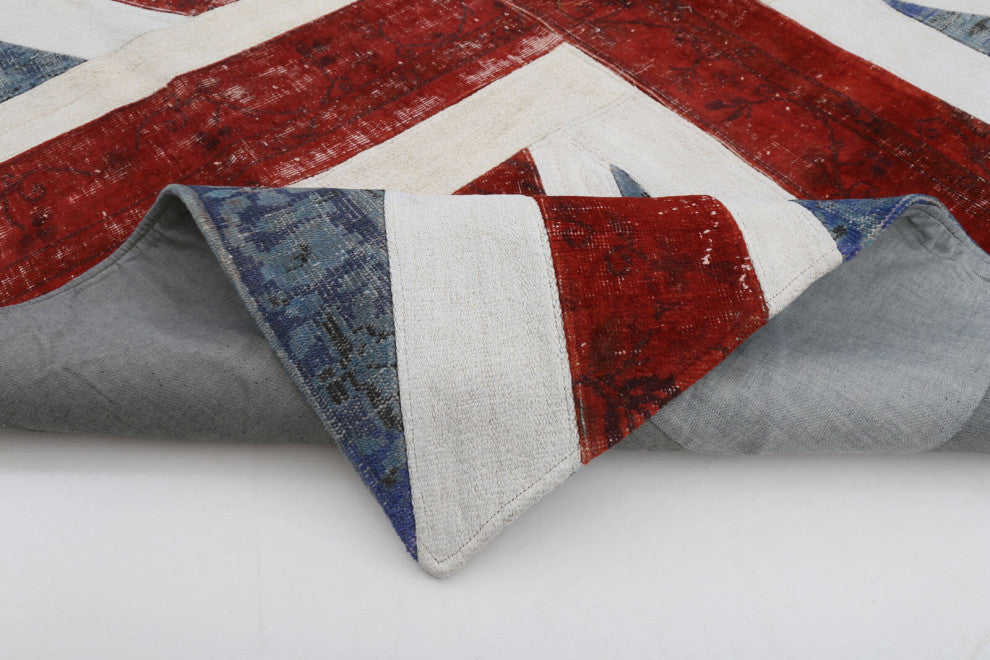 Rug N Carpet - Handmade Anatolian 8' 7'' x 8' 7'' Flag Patchwork Rug