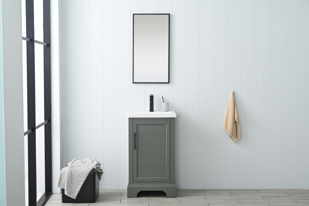 Vanity Art Bathroom Vanity With Sink & Top, Vintage Green, 20", Black Stone