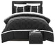 Chic Veronica 7-Piece Nica Pinch Pleat Pintuck Duvet Cover Set, Queen Black