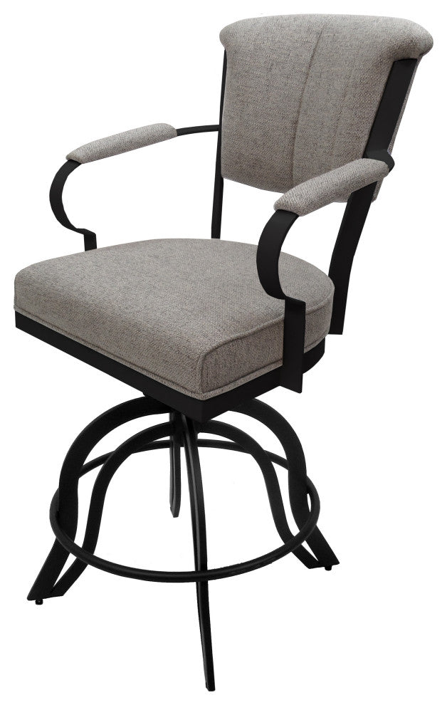 Miami Counter 26" or 30" Metal Bar Stool - A Base, Portwood Ash - Black, 26"