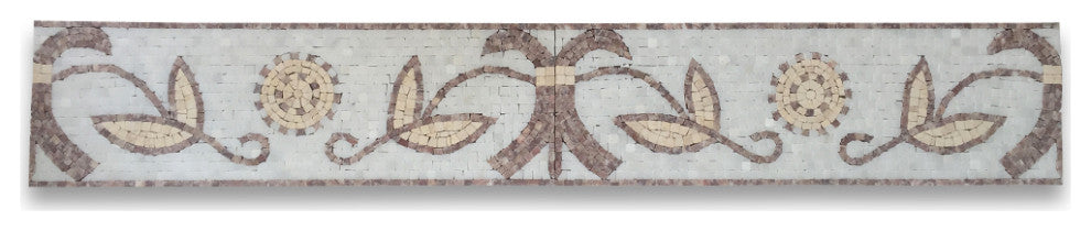 Marble Mosaic Border Listello Tile Dandelion Rojo 6.9x21.7 Tumbled, 1 piece