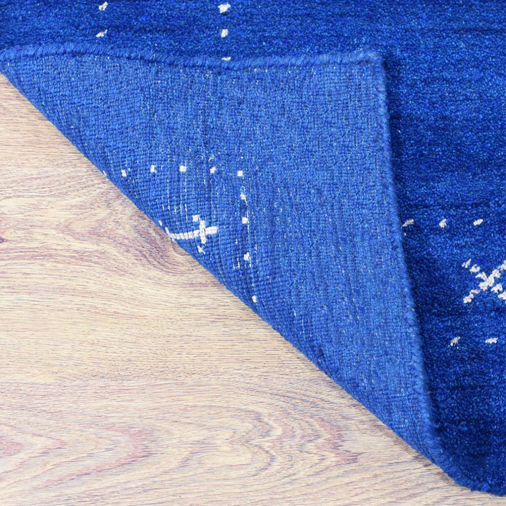 HAND KNOTTED LOOM SILK ECO-FRIENDLY AREA RUGS -6'x9',Rectangle,Blue,Contemporary