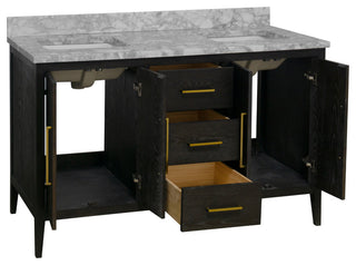 Parisian 60" Bathroom Vanity, Dark Oak, Carrara Marble, Double