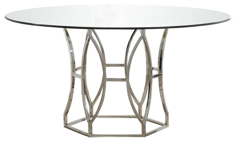 Luna 60" Round Dining Table, Silver