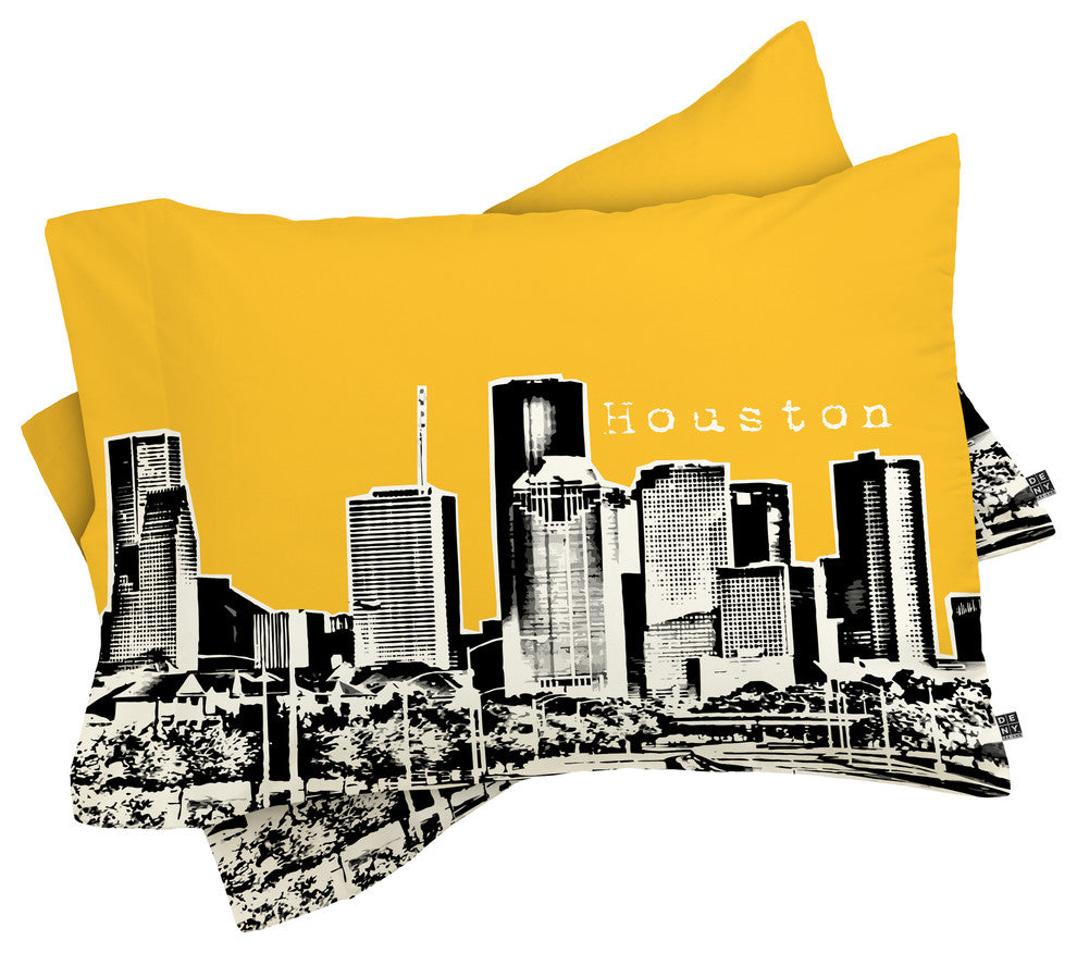 Deny Designs Bird Ave Houston Yellow Pillow Shams, King