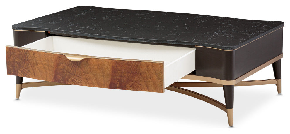 Malibu Crest Rectangular Cocktail Table - Crotch Mahogany