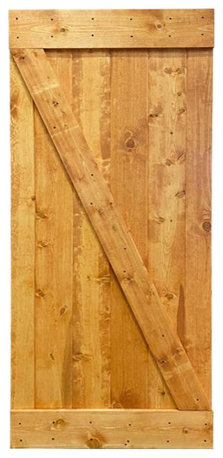 Stained Solid Pine Wood Sliding Barn Door, Colonial Maple, 30"x84", Z Bar