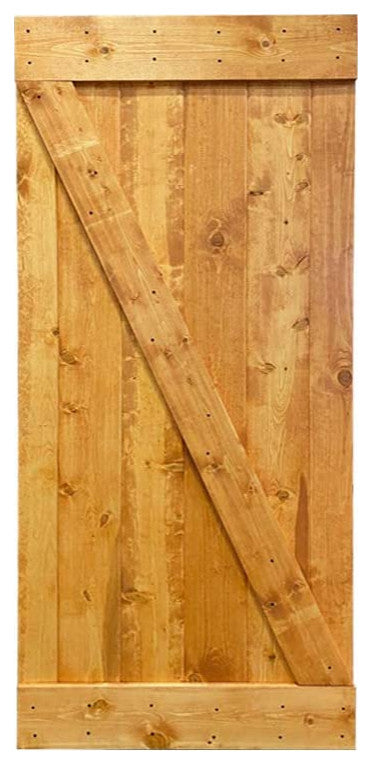 Stained Solid Pine Wood Sliding Barn Door, Colonial Maple, 30"x84", Z Bar
