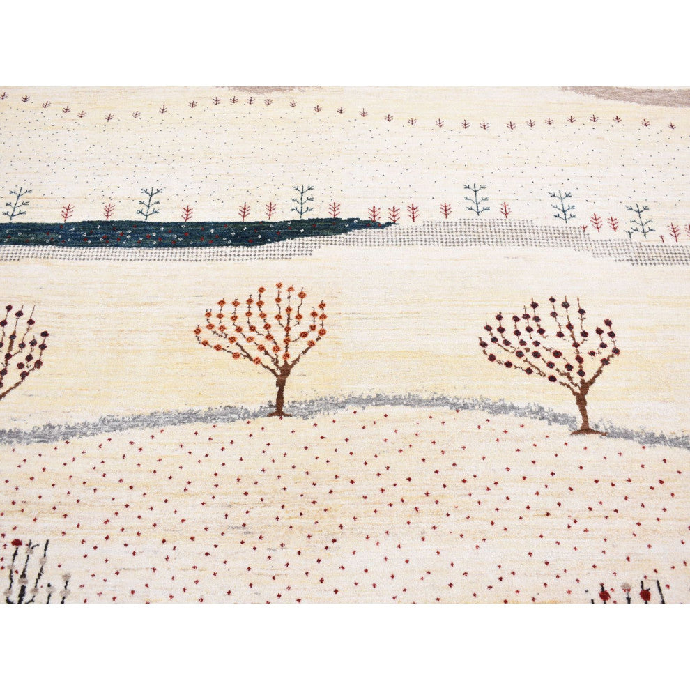 Ivory Hand Knotted Modern Design Soft and Plush Wool Oriental Rug 9'x12'