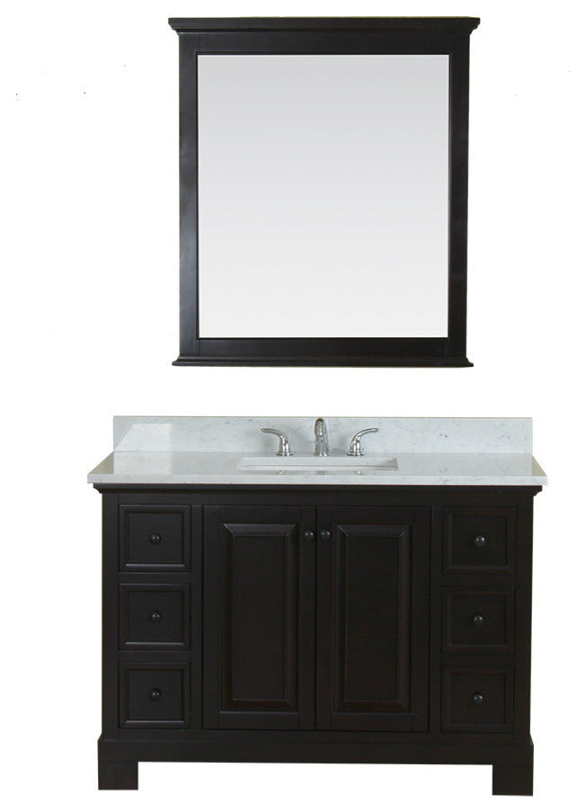 Richmond 48" Bathroom Vanity With Carrera Marble Top and Mirror