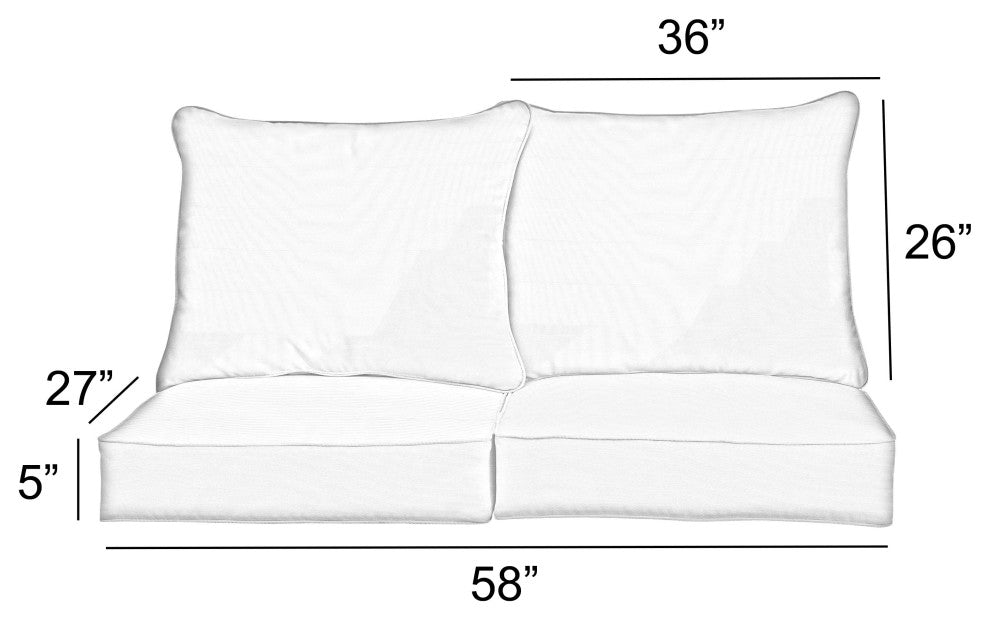 Sorra Home Pensacola Multi Deep Seating Loveseat Pillow Cushion Set, 27x29x5