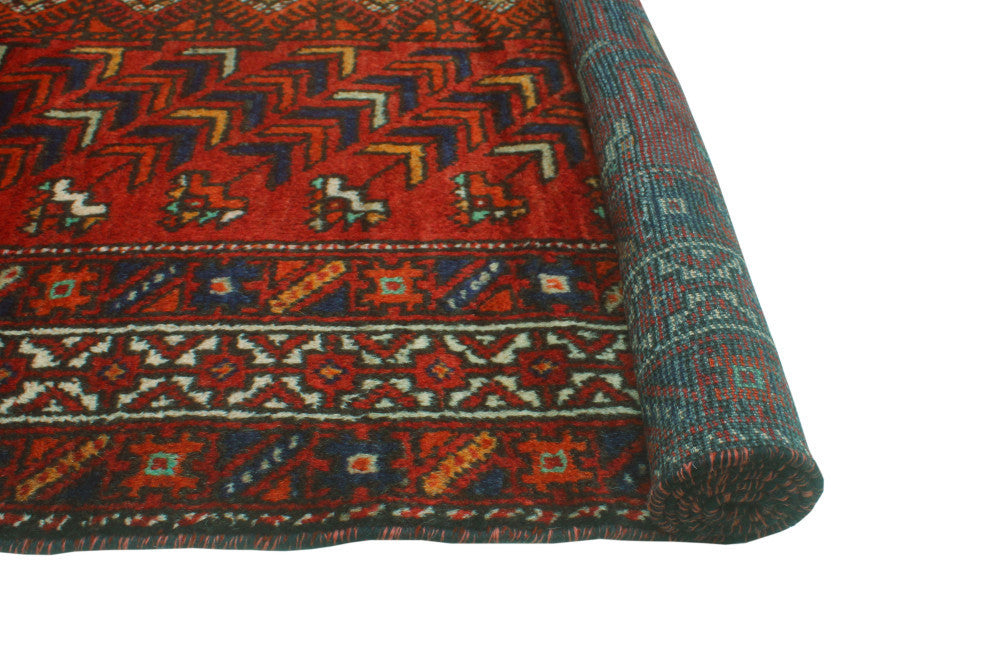 Vintage Distressed Robyn Rust/Blue Rug, 3'9x6'5