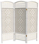 4' Tall Fiber Weave Room Divider, White, 3 Panels