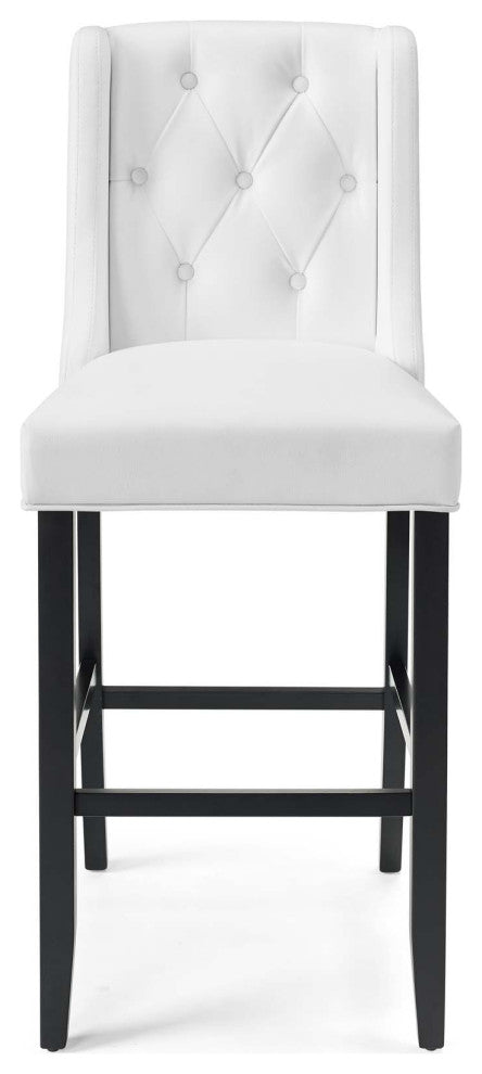 Bar Stool Chair Barstool, Set of 2, Faux Leather, Wood, White, Modern, Bar Pub