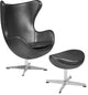 Gray Leather Egg Chair With Tilt-Lock Mechanism And Ottoman