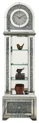 Benzara BM269094 Grandfather Clock With 1 Drawer and Mirror Frame, Silver
