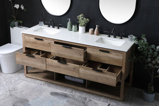 72" Double Bathroom Vanity, Natural Oak