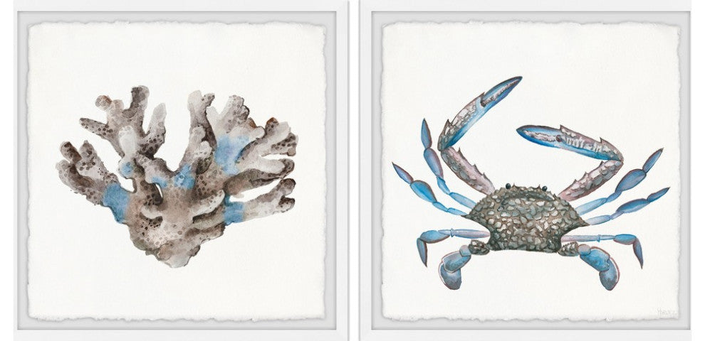 Luminous Crab and Coral Diptych, 36"x18"