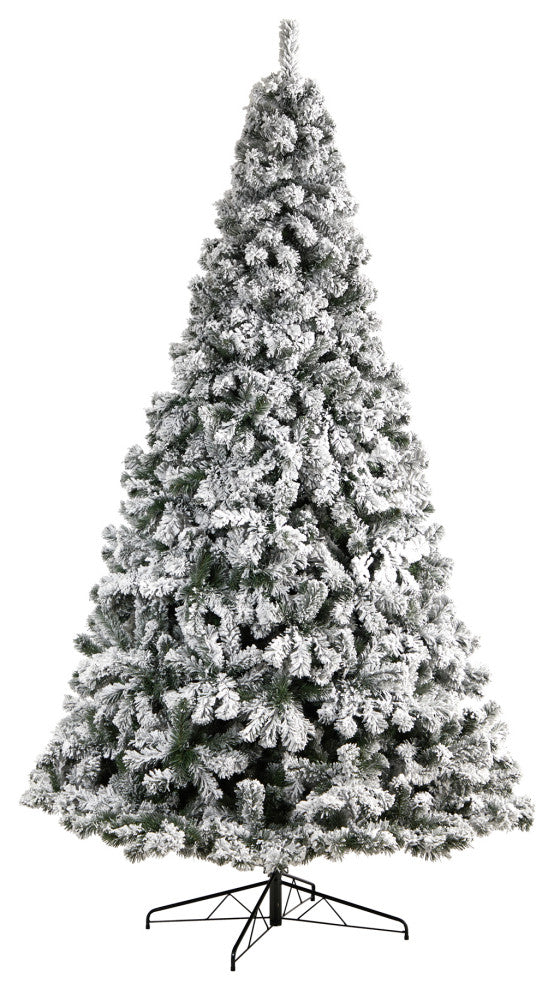 10' Flocked West Virginia Fir Artificial Christmas Tree, 800 Clear LED Lights