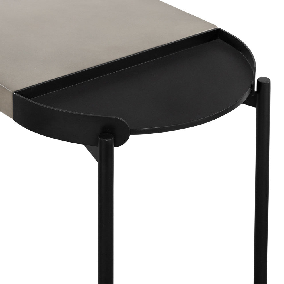 Dua Concrete and Black Metal Modern Console Table