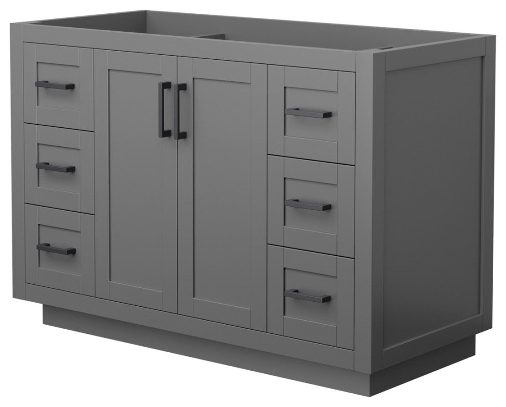 48" Single Bathroom Vanity, Dark Gray, No Countertop, No Sink, Black Trim