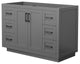 48" Single Bathroom Vanity, Dark Gray, No Countertop, No Sink, Black Trim
