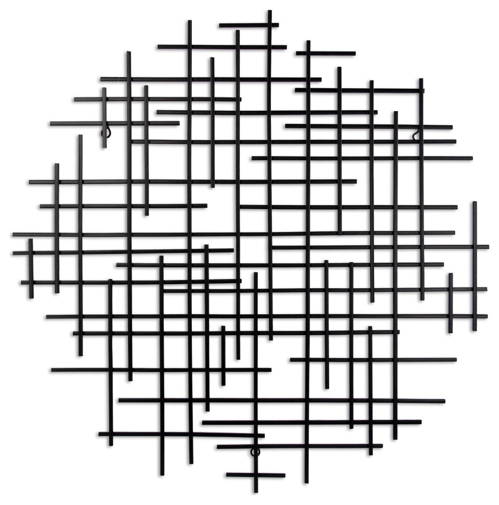 Iquara Small Black Round Metal Wall Art