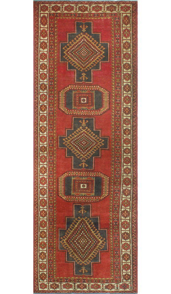 Fine Vintage Distressed Adriani Rust/Charcoal Runner, 4'6x12'6