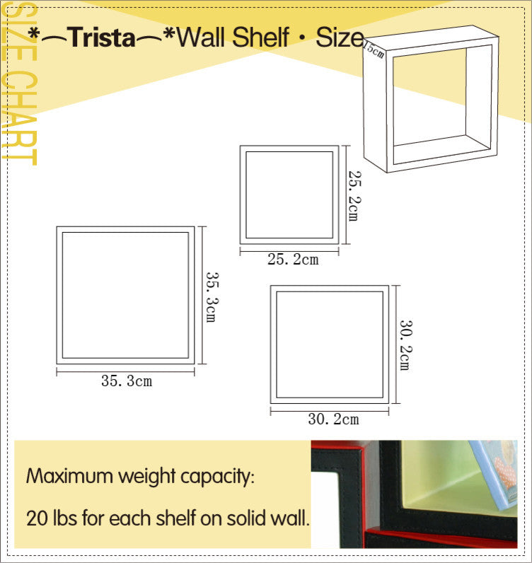 Powder Blue Square Leather Wall Shelf / Bookshelf / Floating Shelf (Set of 3)