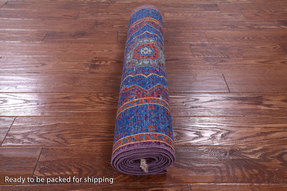 Geometric Mamluk Hand-Knotted Wool Runner Rug 2' 9" X 9' 9" - Q12278