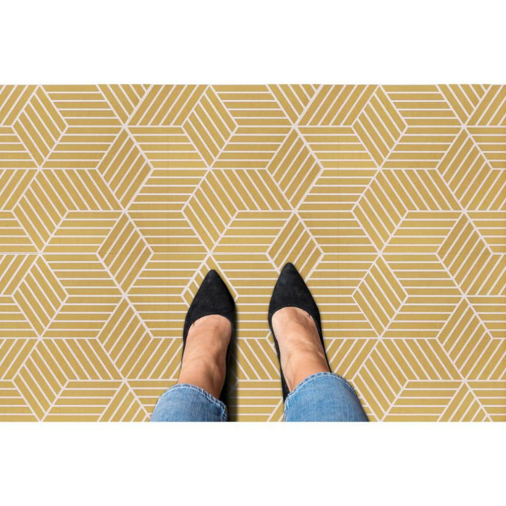 PowerSellerUSA Self-Stick Vinyl Modern Geometric 20-Pcs 1.5mm Thick Tiles 12"