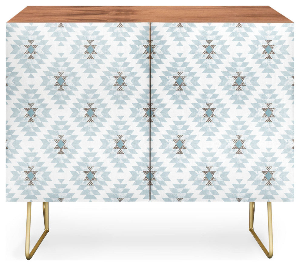 Deny Designs Dwelling Dawn Credenza, Walnut, Gold Steel Legs