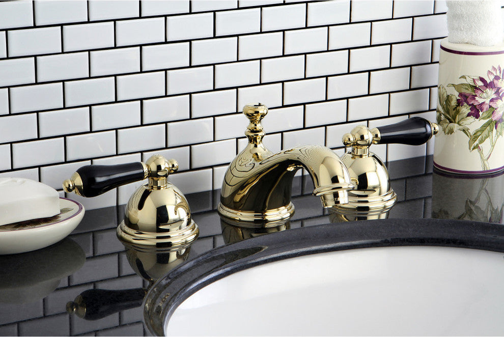 Kingston Brass Widespread Bathroom Faucet With Brass Pop-Up, Polished Brass