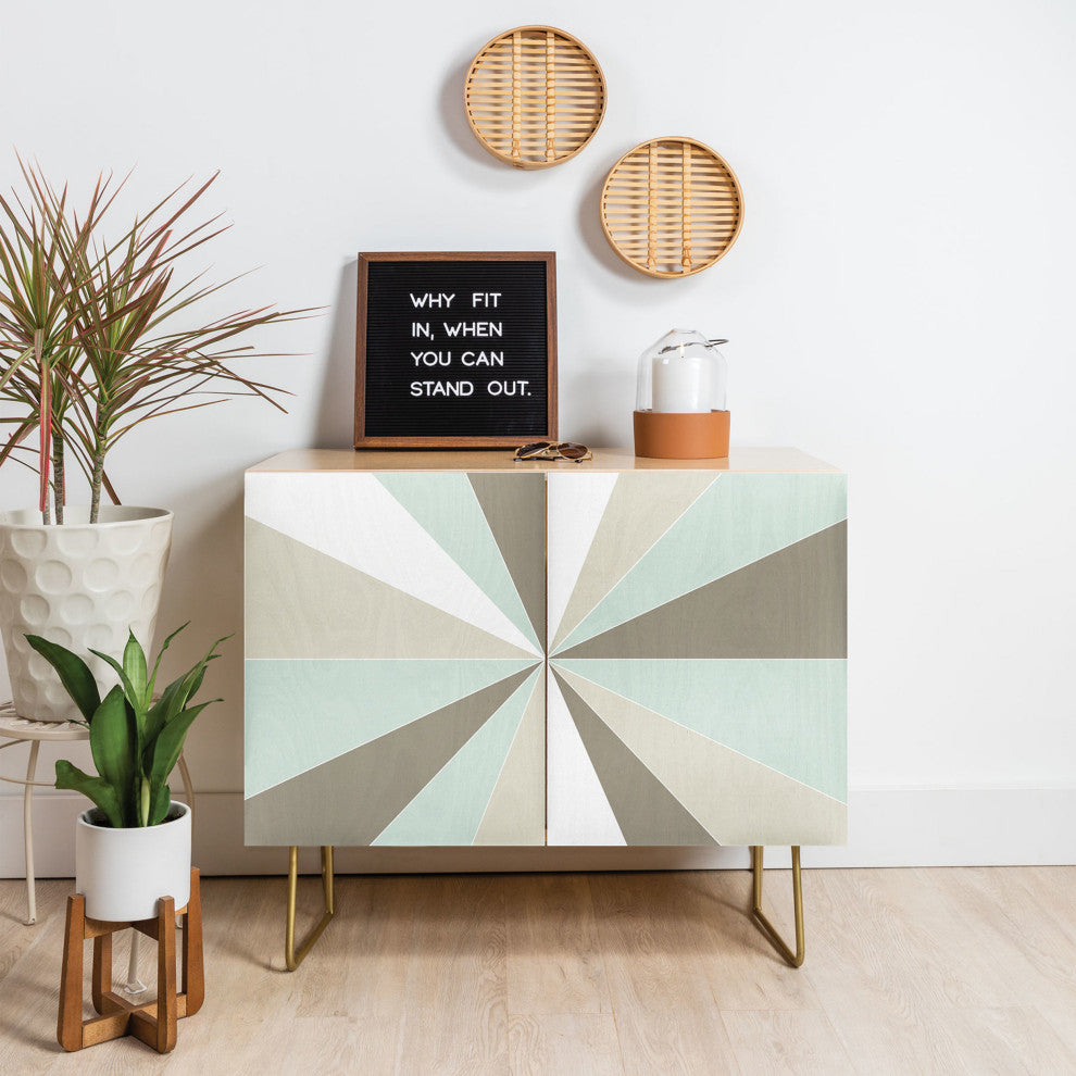 Deny Designs Champagne Credenza, Birch, Gold Steel Legs