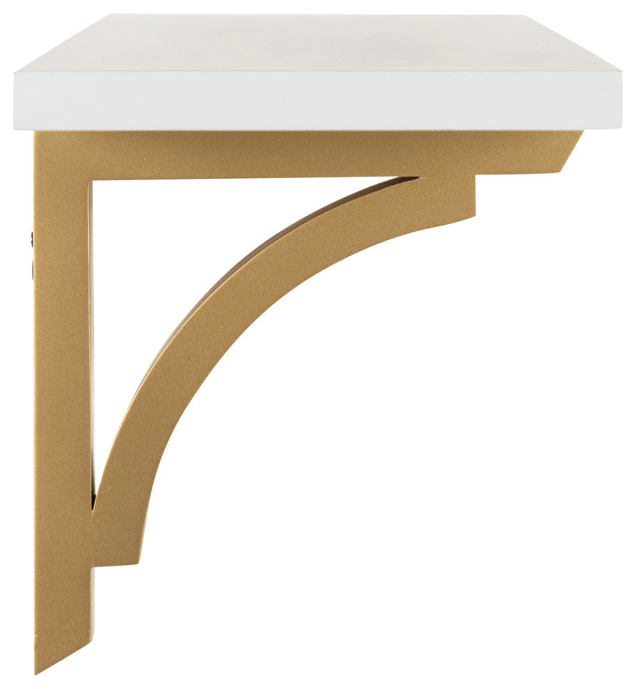 Corblynd Traditional Wood Wall Shelf, White, Gold, 36