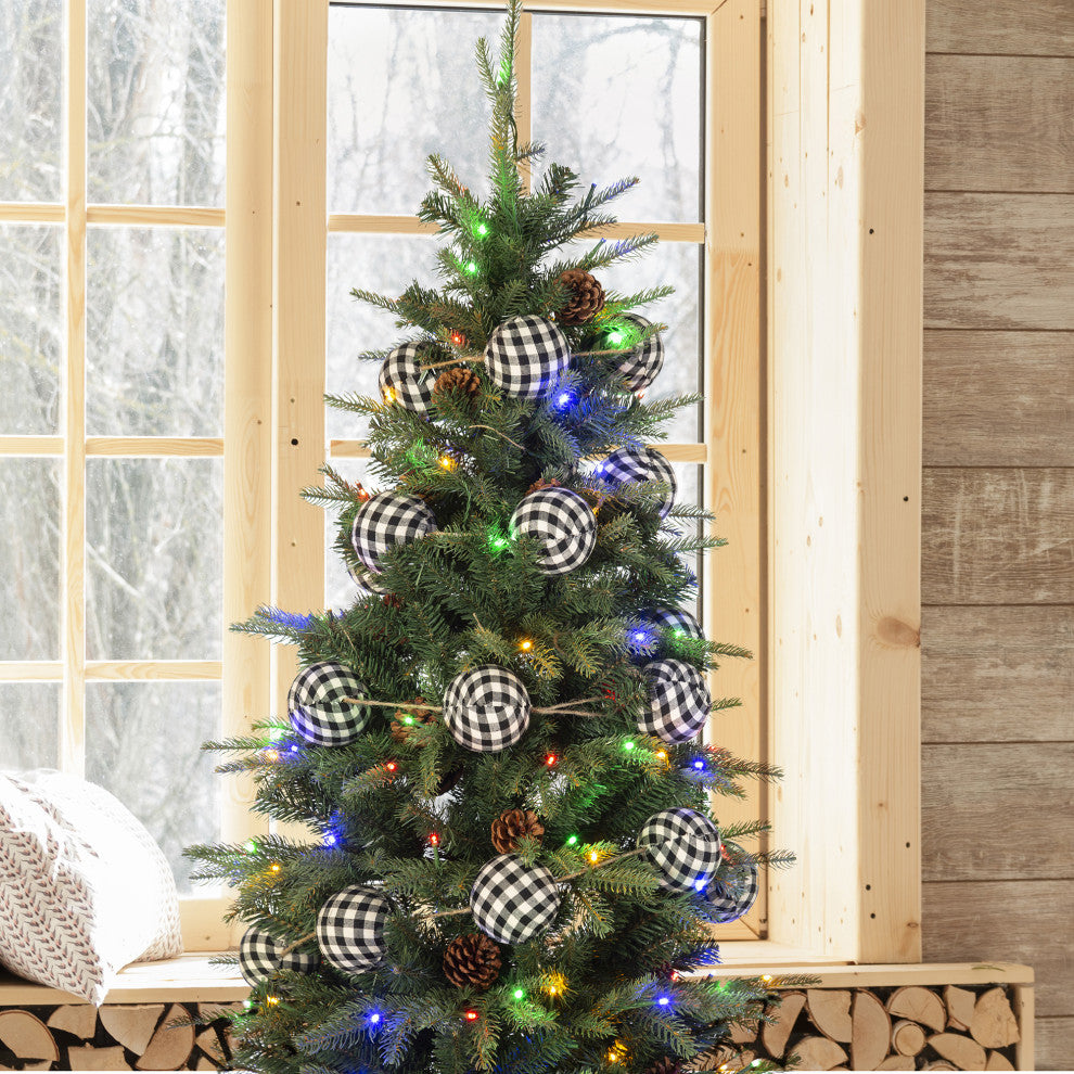 2pk 6'L Black and White Plaid Fabric Garland