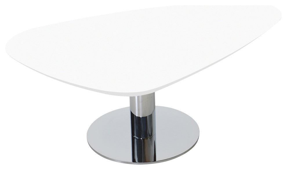 Island Coffee Table, Stainless Steel Base, White Lacquer