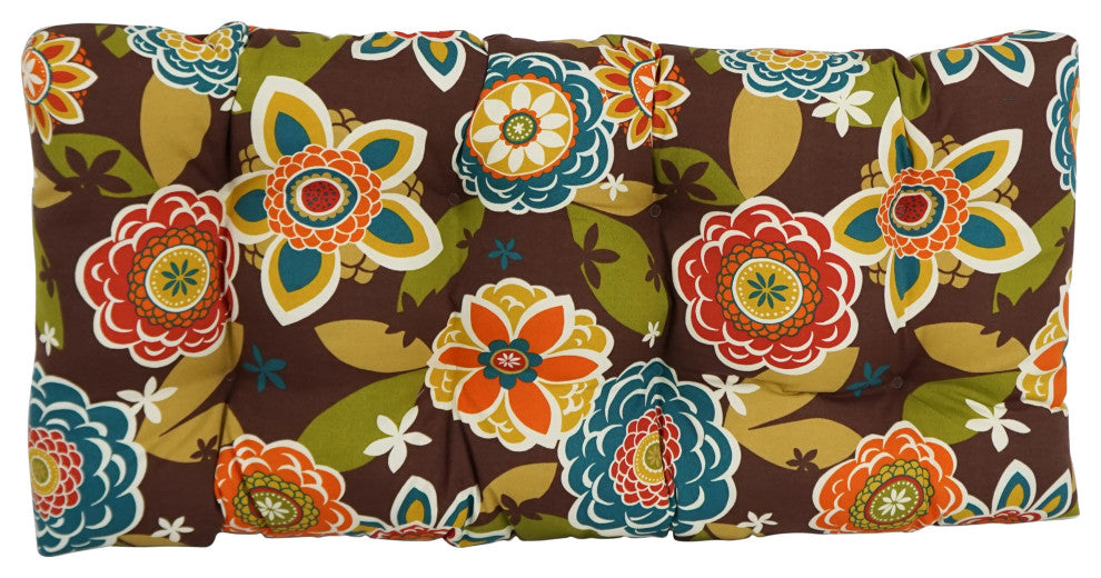 42"X19" Squared Patterned Polyester Tufted Loveseat Cushion, Annie Chocolate