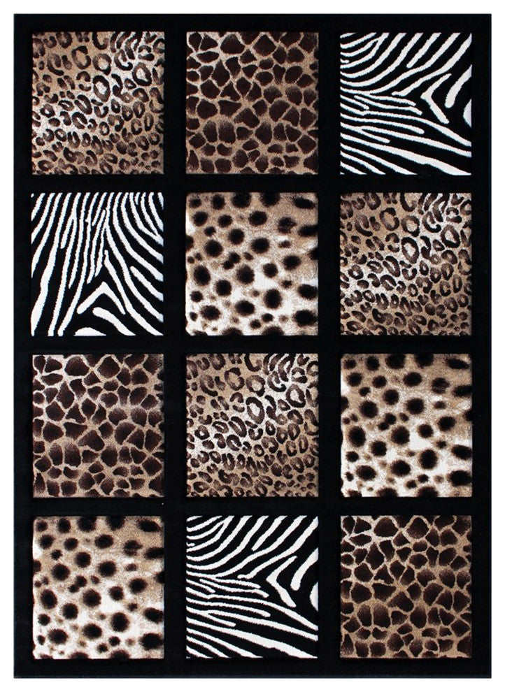 Angie Collection Rectangle 8' x 11' Animals Design Raised Squares Area Rug