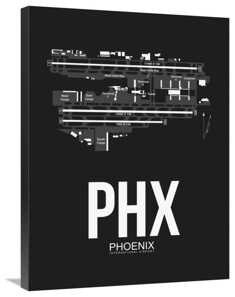 "PHX Phoenix Airport Black" Fine Art Print