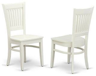 5Pc Dining Set 4 Chairs, Table, Slatted Chair Back Linen White Finish
