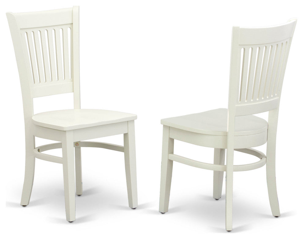 5Pc Dining Set 4 Chairs, Table, Slatted Chair Back Linen White Finish